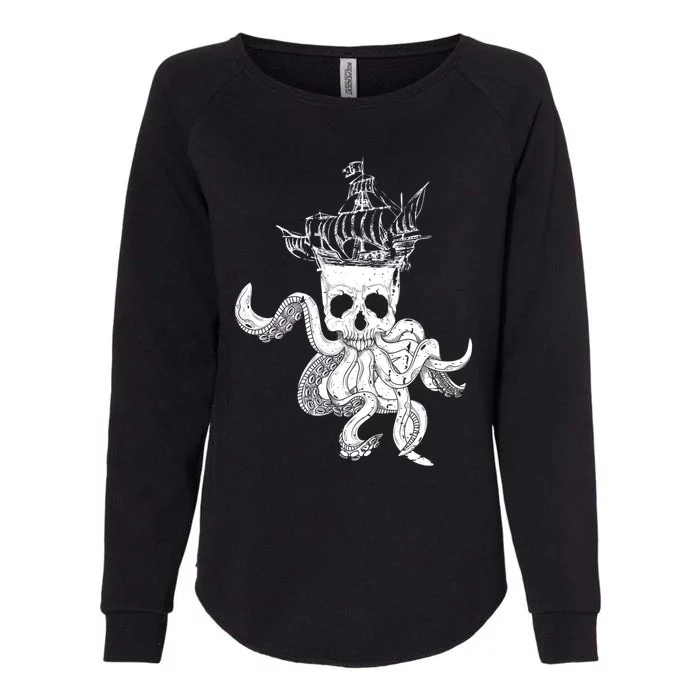 Pirate Ship Octopus Buccaneer Crossed Bones Freebooter Skull Gift Womens California Wash Sweatshirt