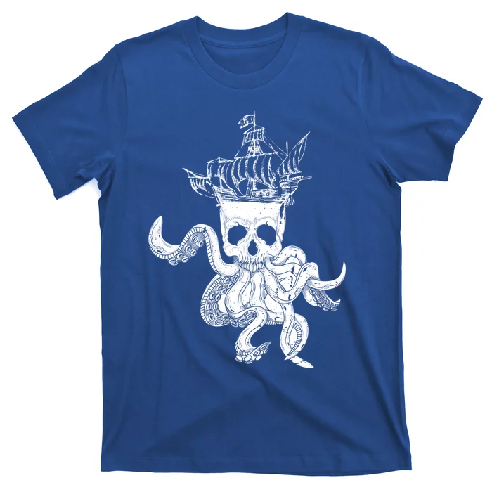 Pirate Ship Octopus Buccaneer Crossed Bones Freebooter Skull Gift T-Shirt