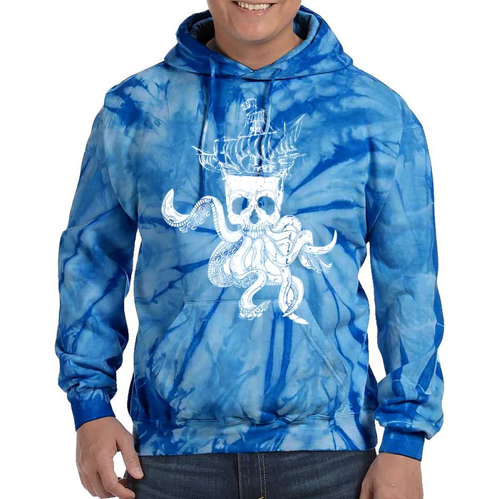 Pirate Ship Octopus Buccaneer Crossed Bones Freebooter Skull Gift Tie Dye Hoodie