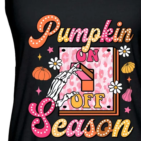 Pumpkin Season On Off Fall Vibes Ladies Essential Flowy Tank