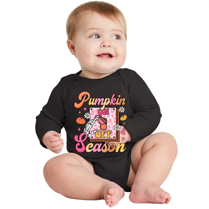 Pumpkin Season On Off Fall Vibes Baby Long Sleeve Bodysuit