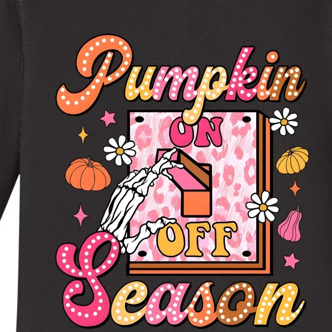 Pumpkin Season On Off Fall Vibes Baby Long Sleeve Bodysuit