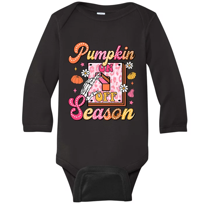 Pumpkin Season On Off Fall Vibes Baby Long Sleeve Bodysuit