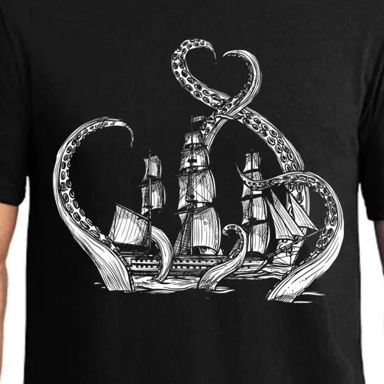 Pirate Ship Octopus Buccaneer Freebooter Crossed Bones Skull Gift Pajama Set