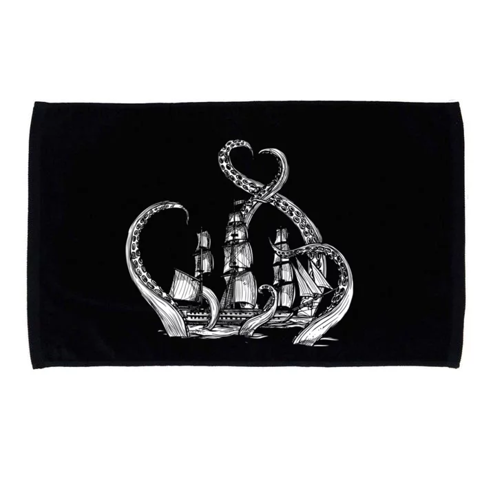 Pirate Ship Octopus Buccaneer Freebooter Crossed Bones Skull Gift Microfiber Hand Towel