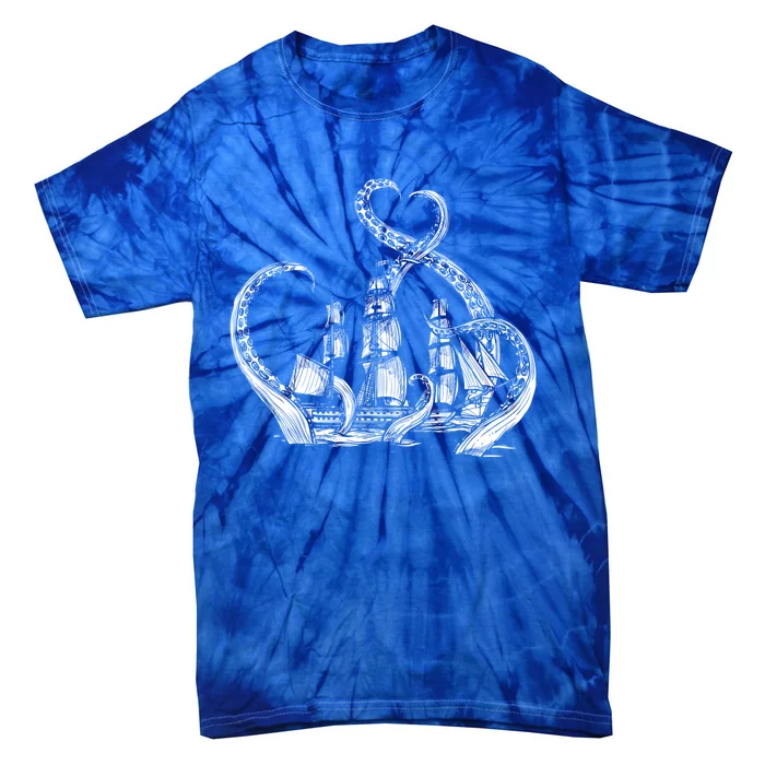 Pirate Ship Octopus Buccaneer Freebooter Crossed Bones Skull Gift Tie-Dye T-Shirt