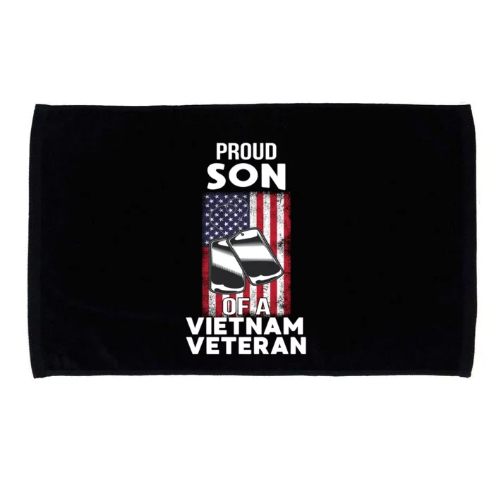 Proud Son Of A Vietnam Veteran Soldier Pride Veterans Day Funny Gift Microfiber Hand Towel