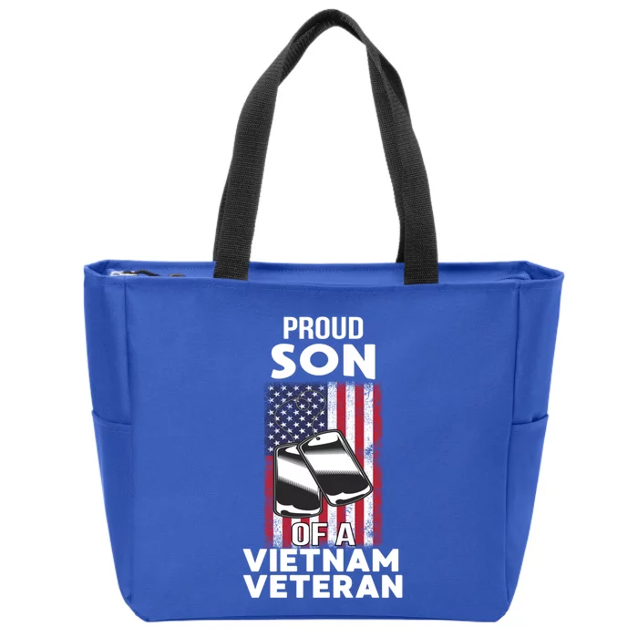 Proud Son Of A Vietnam Veteran Soldier Pride Veterans Day Funny Gift Zip Tote Bag