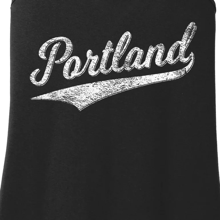 Portland State Of Oregon Baseball Script Flag Swoosh Ladies Essential Tank