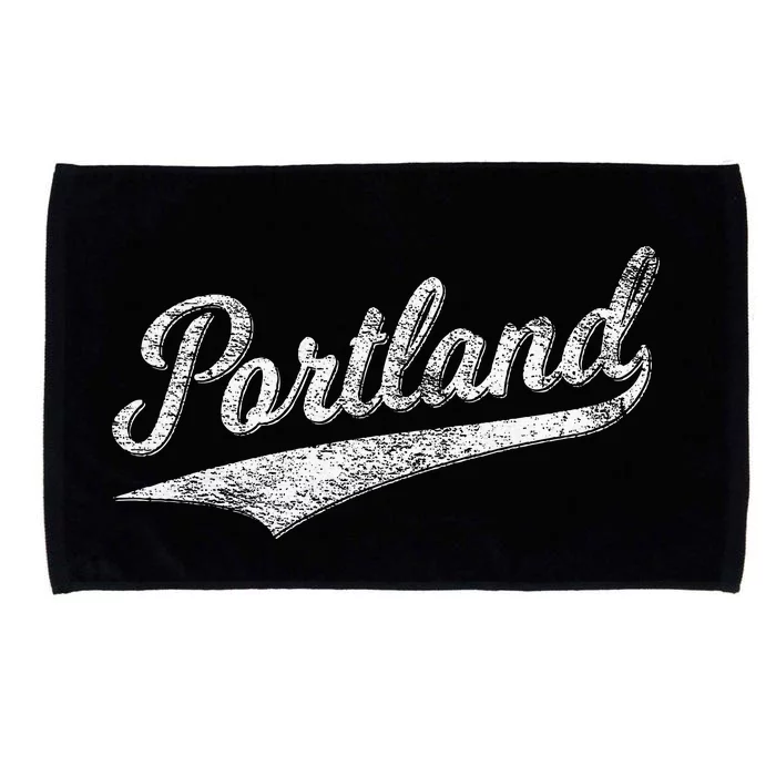 Portland State Of Oregon Baseball Script Flag Swoosh Microfiber Hand Towel