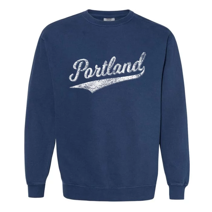 Portland State Of Oregon Baseball Script Flag Swoosh Garment-Dyed Sweatshirt