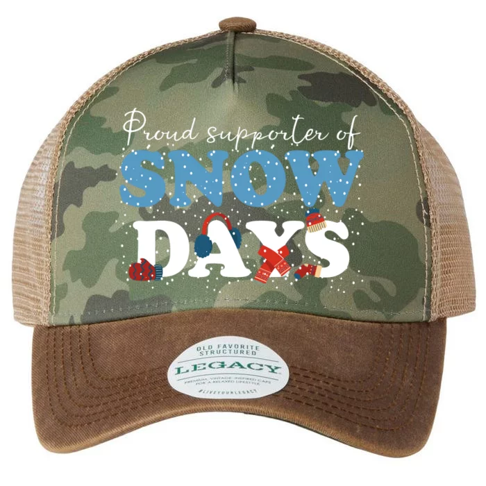 Proud Supporter Of Snow Days Funny Winter Legacy Tie Dye Trucker Hat