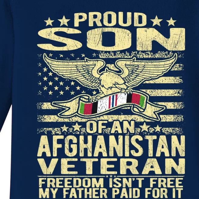 Proud Son Of An Afghanistan Veteran Cool Gift Freedom Isn't Free Cool Gift Baby Long Sleeve Bodysuit