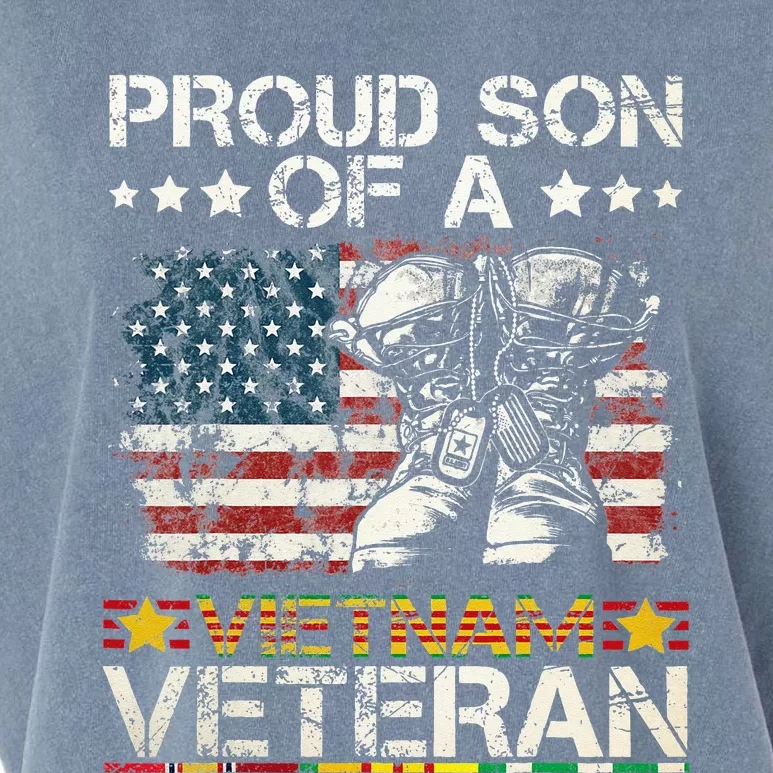 Proud Son Of Vietnam Veteran US Flag Garment-Dyed Women's Muscle Tee