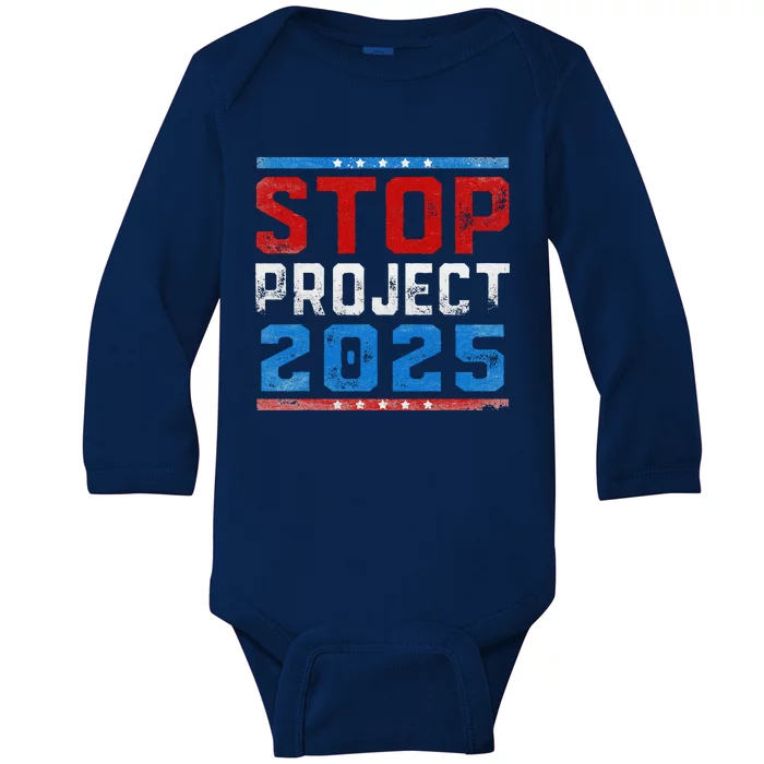 Prodemocracy Stop Project 2025 Presidential Election 2024 Baby Long Sleeve Bodysuit