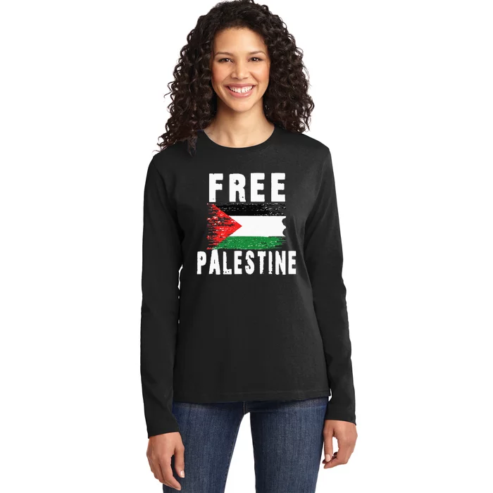 Palestine Strong . Ladies Long Sleeve Shirt