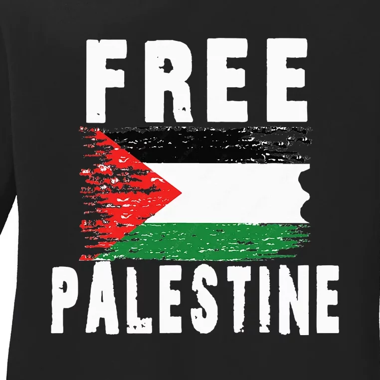 Palestine Strong . Ladies Long Sleeve Shirt