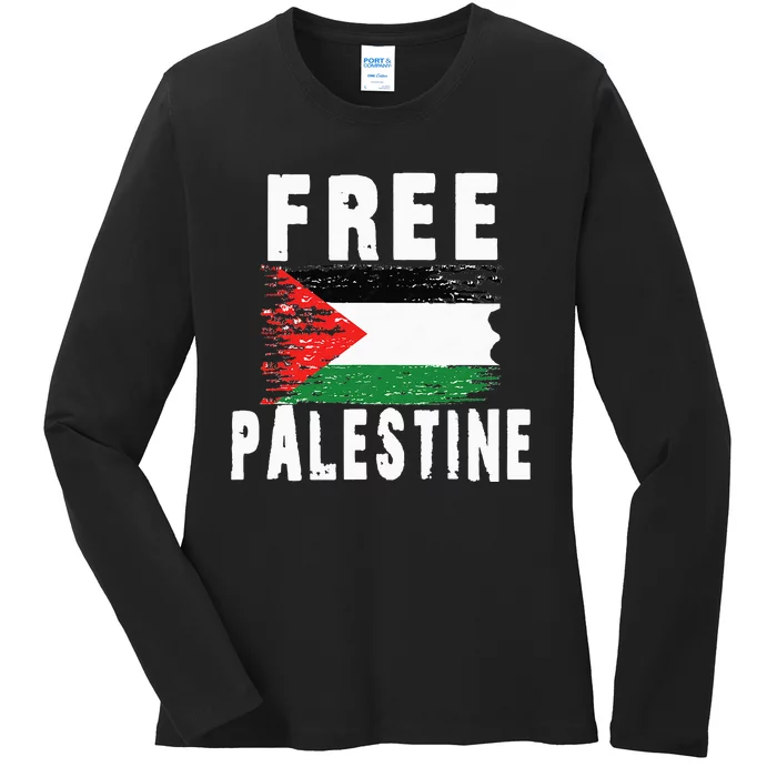 Palestine Strong . Ladies Long Sleeve Shirt