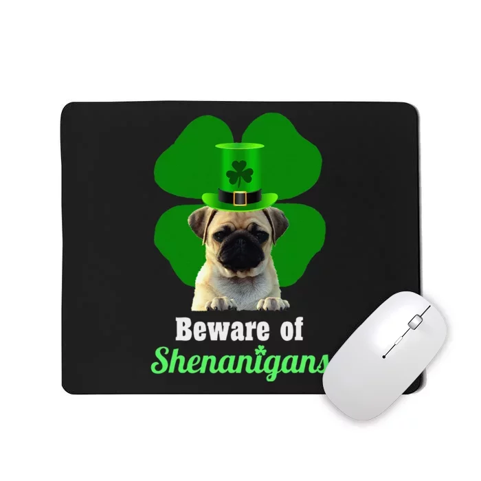 Pugs St. Patrick's Day Hat Funny Shenanigans Tee Mousepad