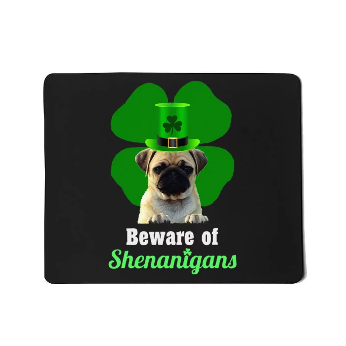 Pugs St. Patrick's Day Hat Funny Shenanigans Tee Mousepad