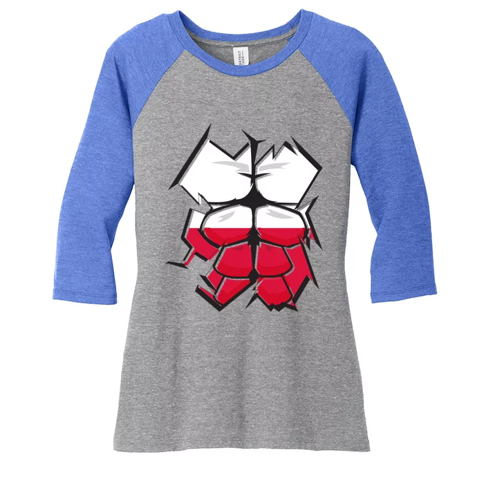 Polska Sixpack Polish Workout Training Gift Women's Tri-Blend 3/4-Sleeve Raglan Shirt