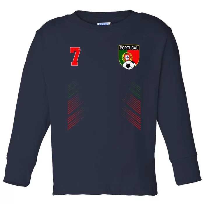 Portugal Soccer Portugese Football Retro 7 Jersey Toddler Long Sleeve Shirt