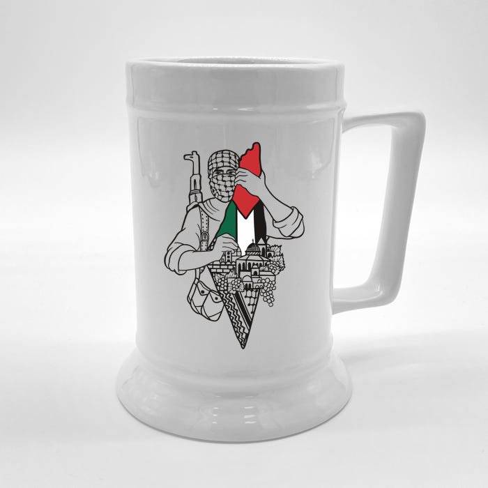 Palestine Soldier Palestine Map Front & Back Beer Stein