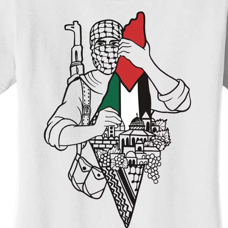 Palestine Soldier Palestine Map Women's T-Shirt