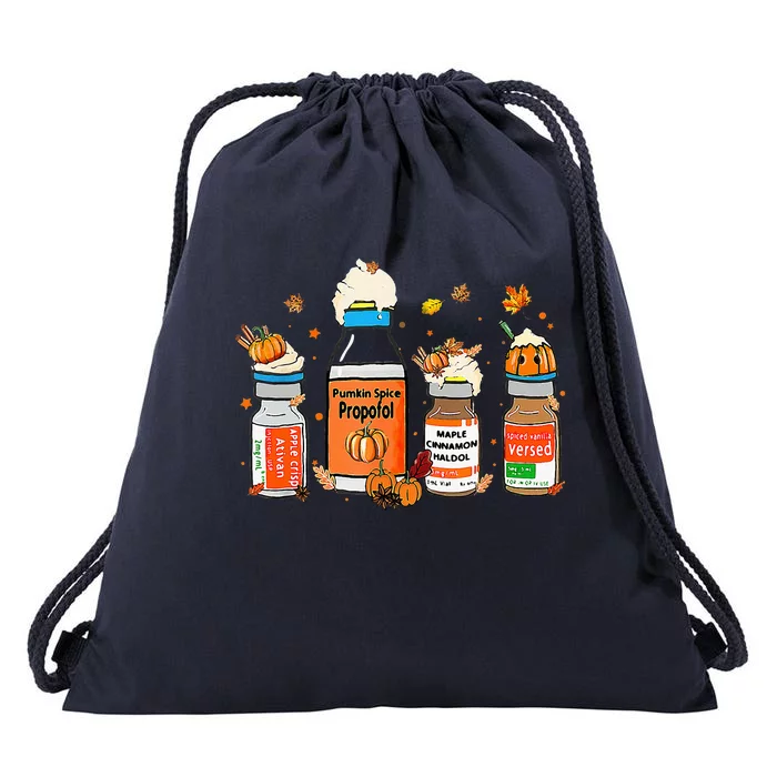 Pumpkin Spice Propofol Ativan Versed Haldol Halloween Nurse Drawstring Bag