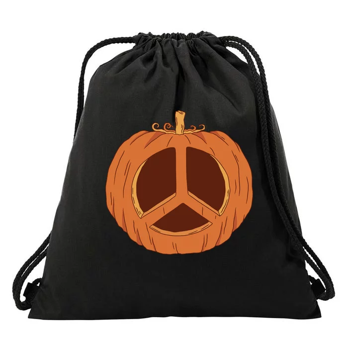 Peace Symbol Pumpkin Holiday Drawstring Bag