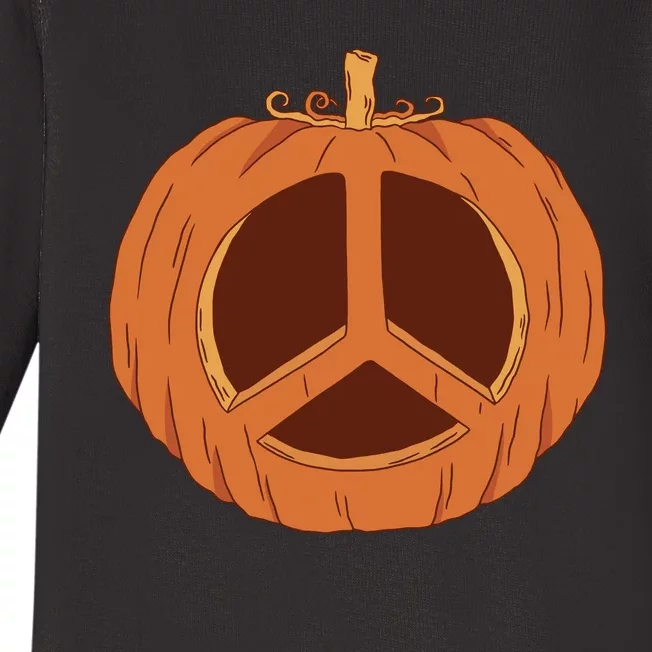 Peace Symbol Pumpkin Holiday Baby Long Sleeve Bodysuit