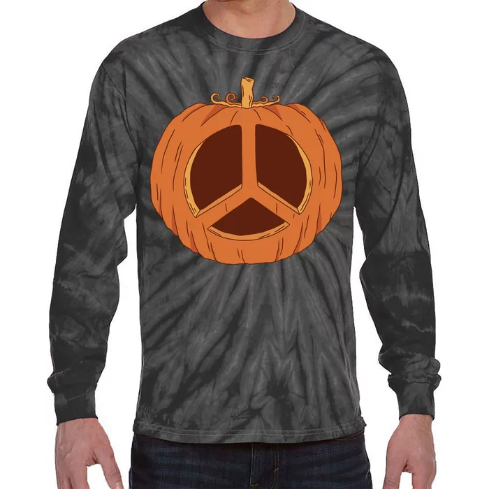 Peace Symbol Pumpkin Holiday Tie-Dye Long Sleeve Shirt