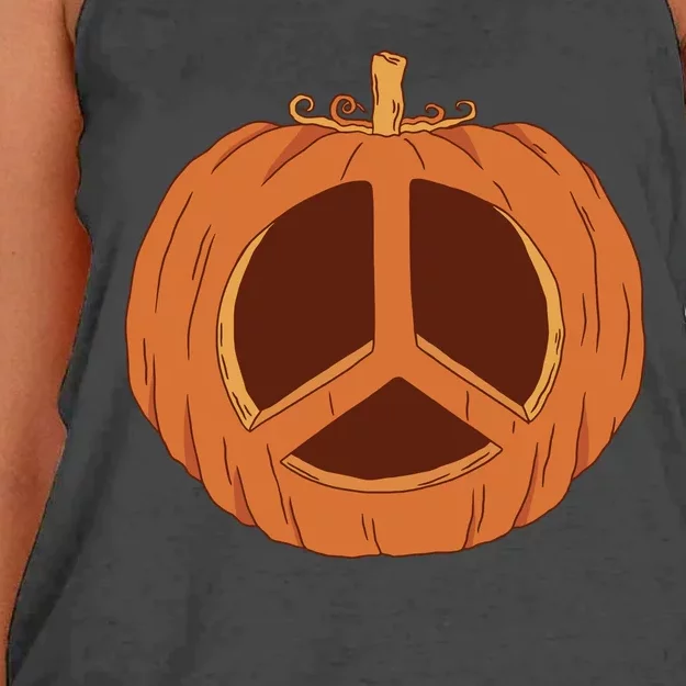 Peace Symbol Pumpkin Holiday Women's Knotted Racerback Tank