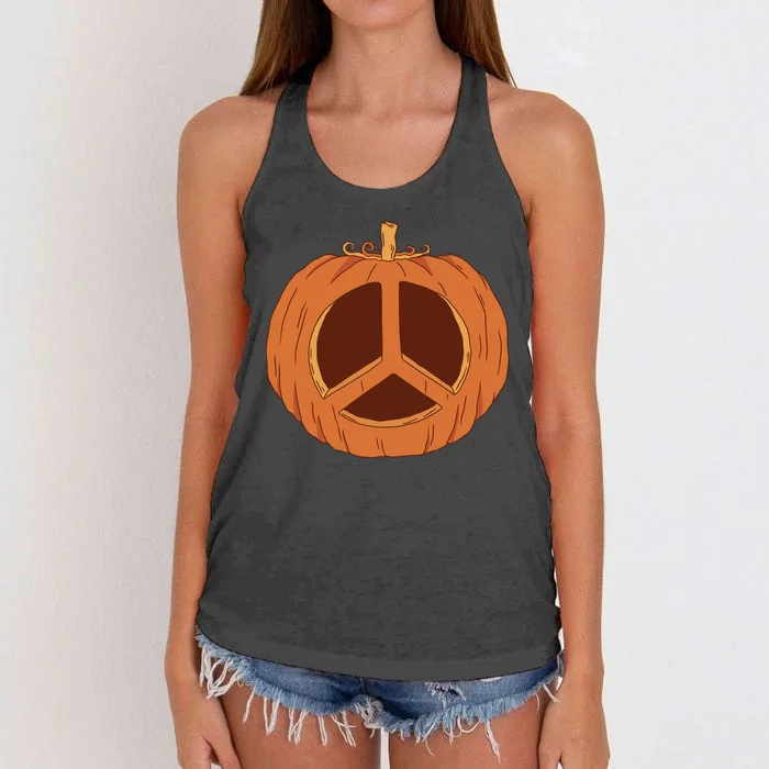 Peace Symbol Pumpkin Holiday Women's Knotted Racerback Tank