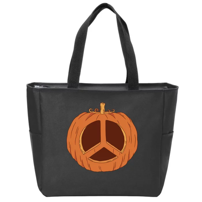 Peace Symbol Pumpkin Holiday Zip Tote Bag