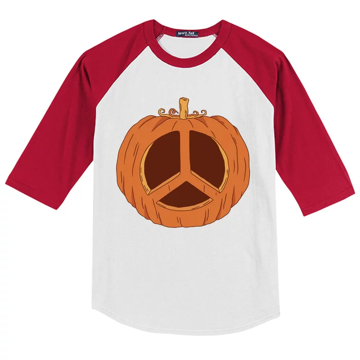 Peace Symbol Pumpkin Holiday Kids Colorblock Raglan Jersey