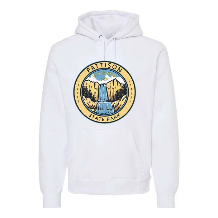 Pattison State Park Wisconsin Badge Vintage Premium Hoodie