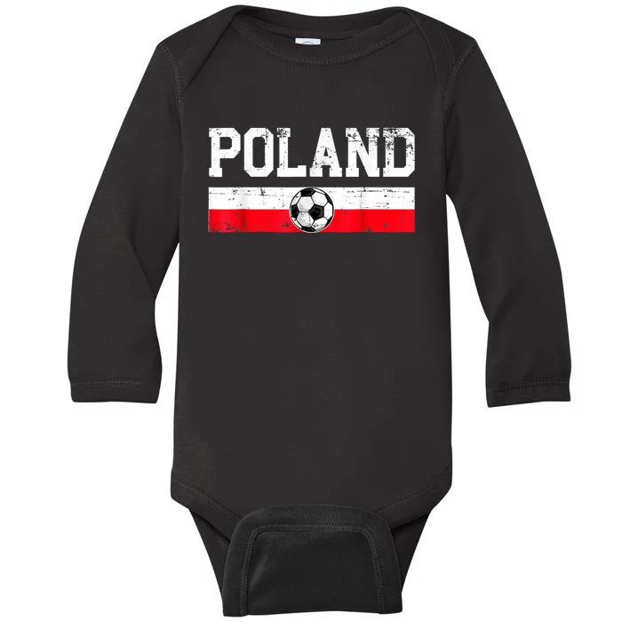 Polish Soccer  Poland Flag Jersey Football Fans Baby Long Sleeve Bodysuit