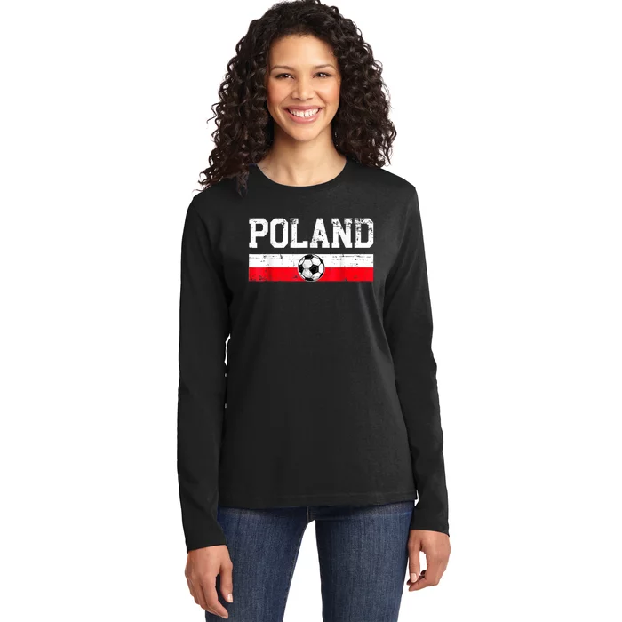 Polish Soccer  Poland Flag Jersey Football Fans Ladies Long Sleeve Shirt