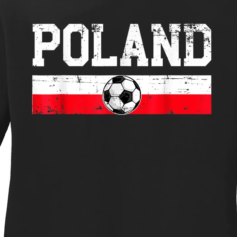 Polish Soccer  Poland Flag Jersey Football Fans Ladies Long Sleeve Shirt