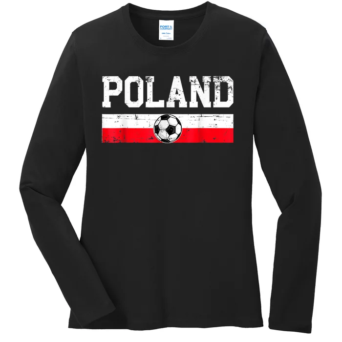 Polish Soccer  Poland Flag Jersey Football Fans Ladies Long Sleeve Shirt