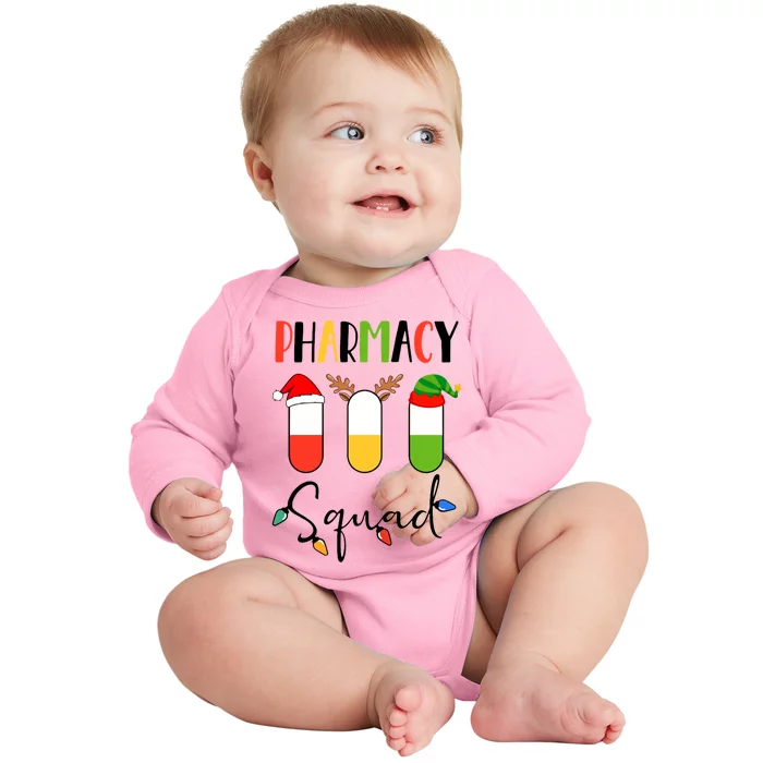 Pharmacy Squad Pills Santa Elf Reindeer Pharmacist Xmas Gift Baby Long Sleeve Bodysuit