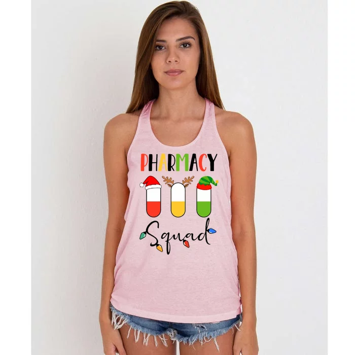 Pharmacy Squad Pills Santa Elf Reindeer Pharmacist Xmas Gift Women's Knotted Racerback Tank