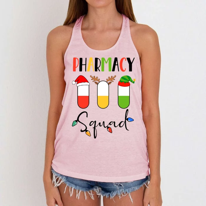 Pharmacy Squad Pills Santa Elf Reindeer Pharmacist Xmas Gift Women's Knotted Racerback Tank