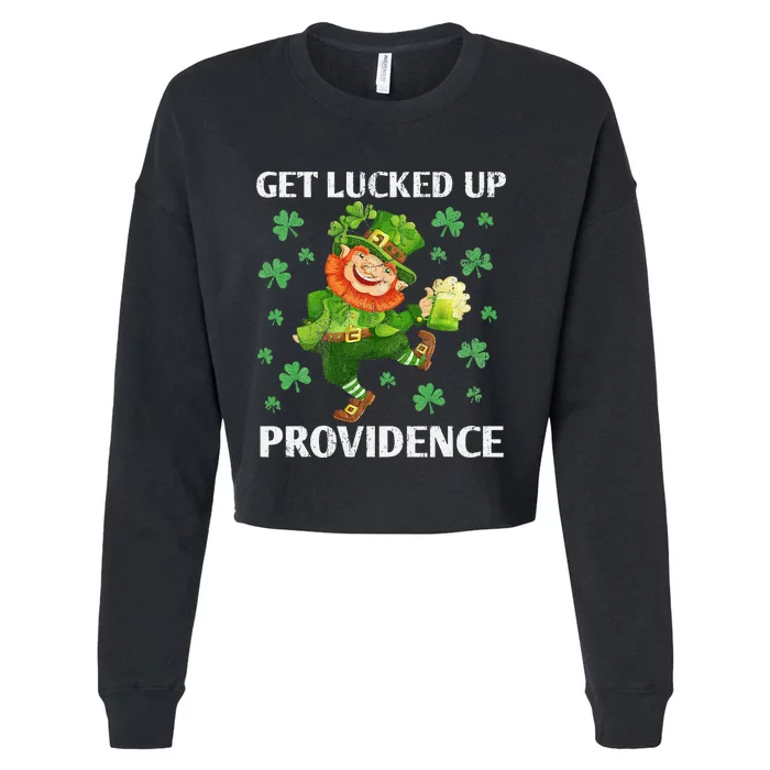 Providence St Patricks Day Get Lucked Up Dancing Leprechaun Cropped Pullover Crew