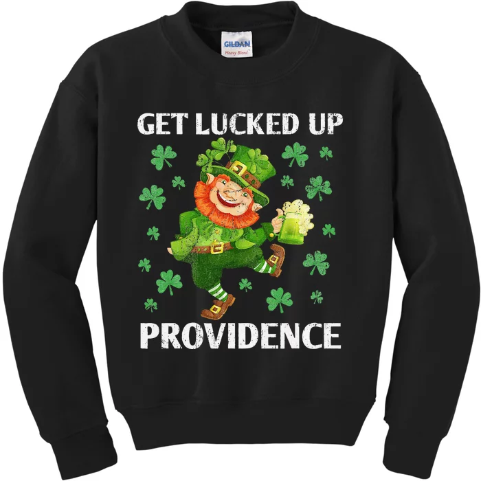 Providence St Patricks Day Get Lucked Up Dancing Leprechaun Kids Sweatshirt