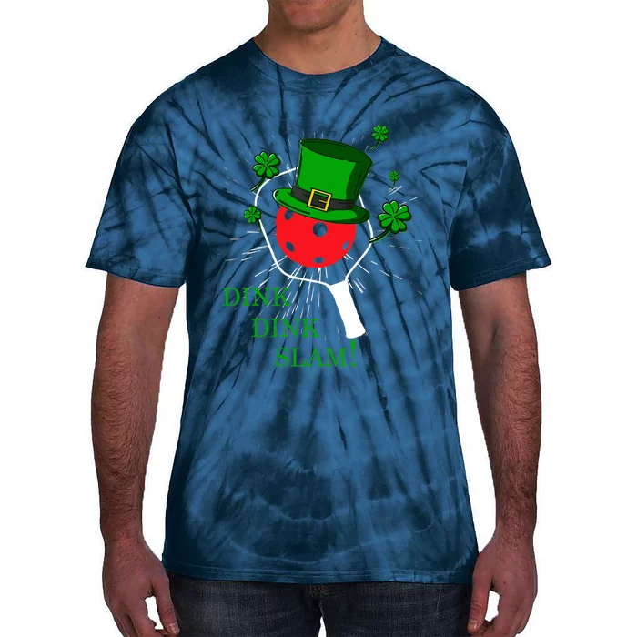 Pickleball St Patricks Day Leprechaun Dink Dink Slam Tie-Dye T-Shirt