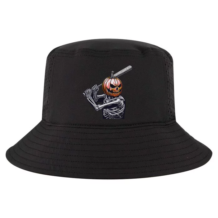 Pumpkin Skeleton Playing Baseball Player Halloween Cool Comfort Performance Bucket Hat