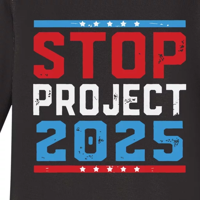 Prodemocracy Stop Project 2025 Presidential Election 2024 Baby Long Sleeve Bodysuit