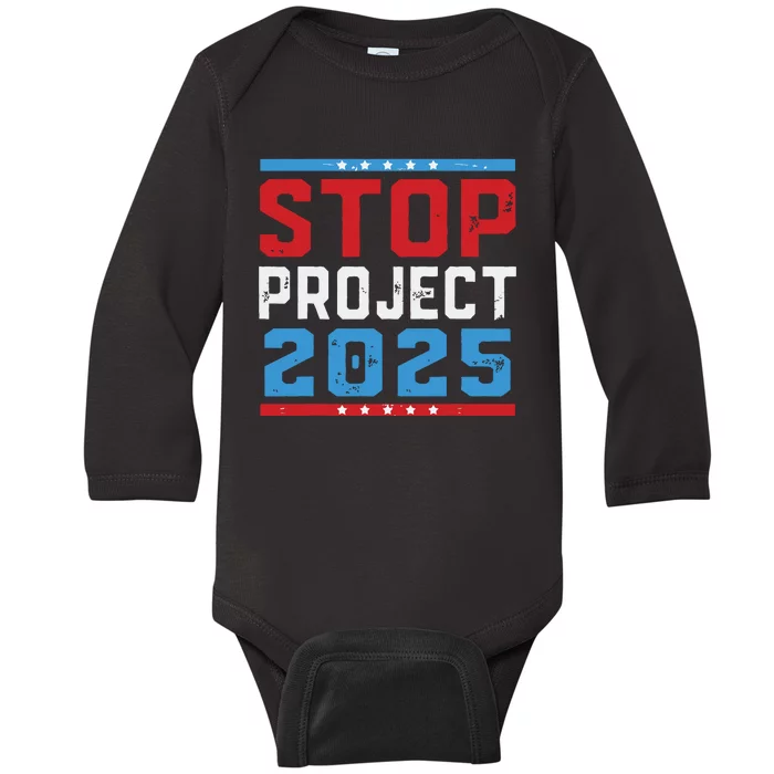 Prodemocracy Stop Project 2025 Presidential Election 2024 Baby Long Sleeve Bodysuit